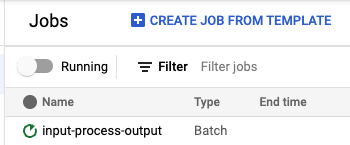 Dataflow job list