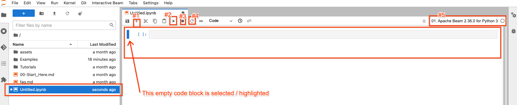 Beam SQL in Notebooks: create/open a notebook 